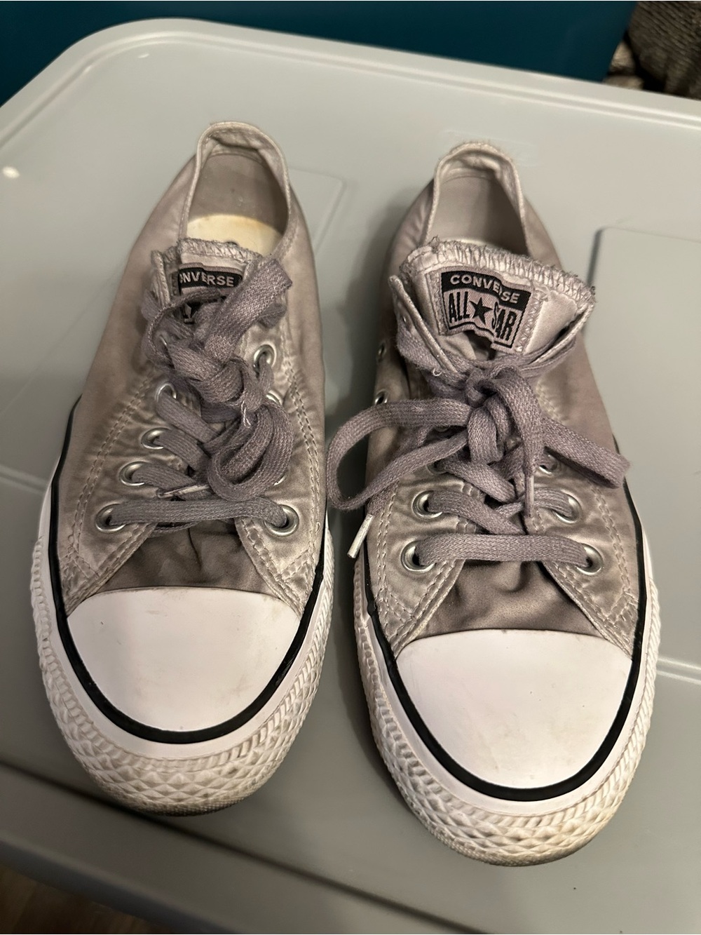 Converse All Star Low Top Sneakers in Light Gray and White